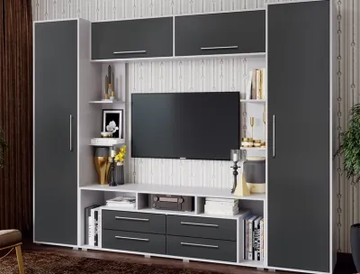 Гостиная Гармония Графит софт/белый