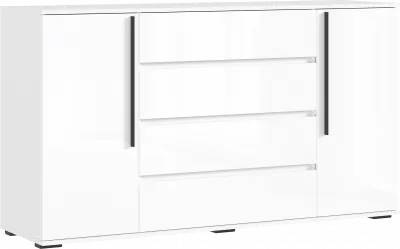 Норд Комод 2 двери 4 ящика (1600), Белый глянец/Белый