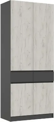 Шкаф двухстворчатый (Крафт белый, Графит)