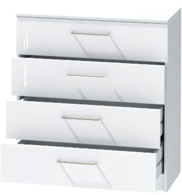 Комод №1 "Иннэс-7", Белый/Белый глянец