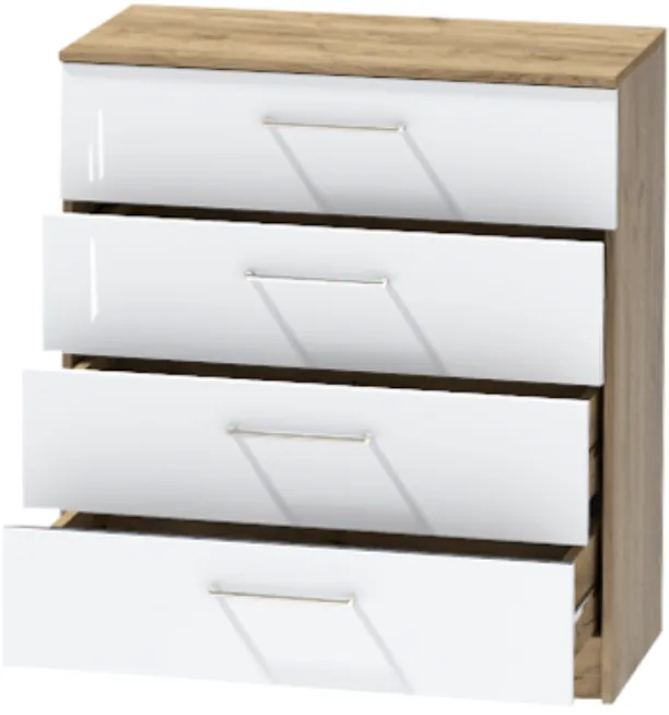 Комод №1 "Иннэс-7", Крафт золотой/Белый глянец