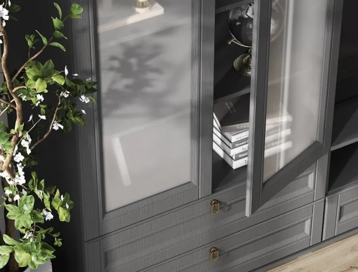 Гостиная Престиж 1 Вариант №1 Графит/графит структурный