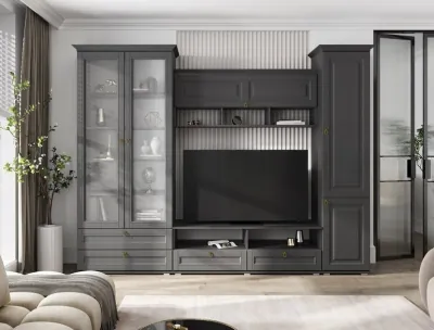 Гостиная Престиж 1 Вариант №1 Графит/графит структурный