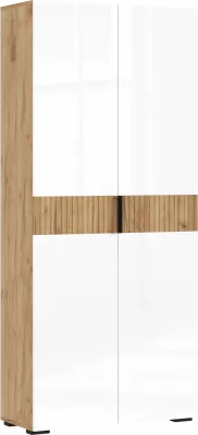 Шкаф двухстворчатый (800) (Белый глянец, Дуб Крафт Золотой)