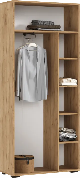 Шкаф двухстворчатый (800) (Белый глянец, Дуб Крафт Золотой)