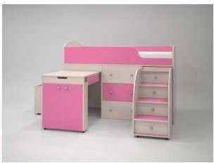 Кровать-чердак Малыш 70х160 (розовый)