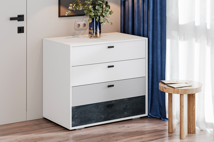 Комод Накки КМ-900, Белый, Серый, Угольный камень