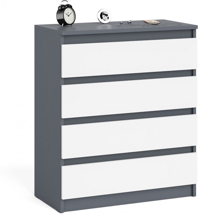 Мори Комод МК800.4, цвет графит/белый, ШхГхВ 80,4х41х94 см.