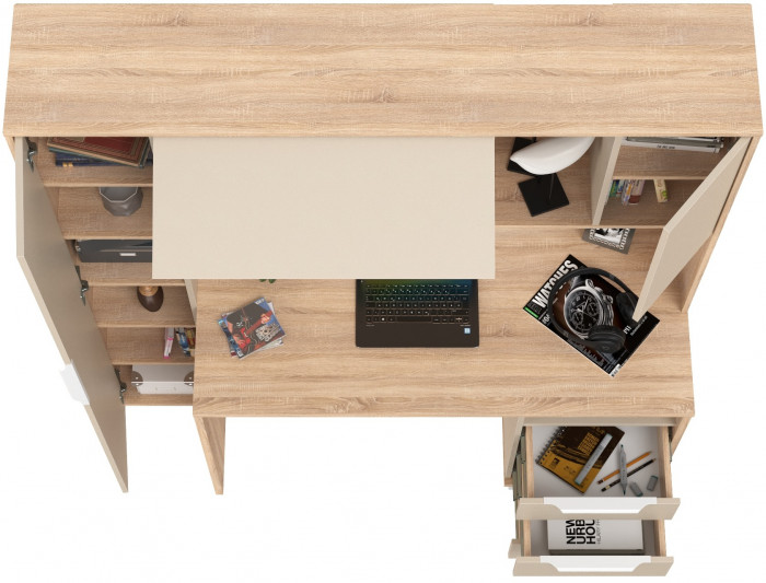 Стол компьютерный Комфорт 12.95N, цвет дуб сонома/сатин, ШхГхВ 162х60,3х180 см., НЕ универсальная сборка (Стол рабочий)