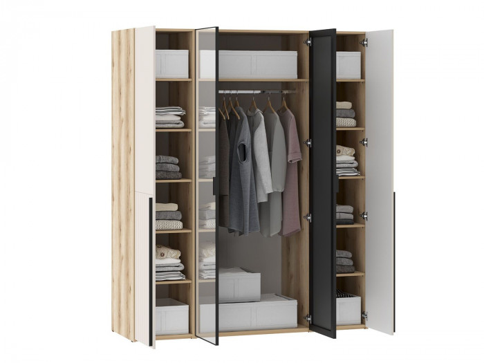 Шкафы Арден 200.2-полки-200.4 зеркало-200.2-полки Дуб Делано / Сантьяго софт