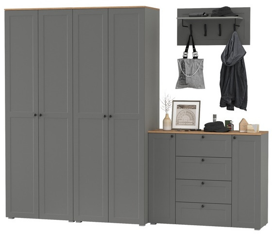 Остин Прихожая 27, серый графит/дуб крафт золотой