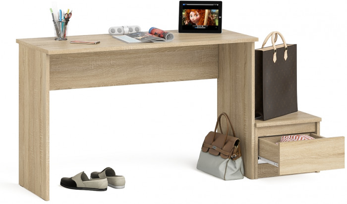 Мори Стол письменный МСП1200.1 + Тумба ТМП400.1, цвет дуб сонома, ШхГхВ 160,8х50х76,6 см., универсальная сборка