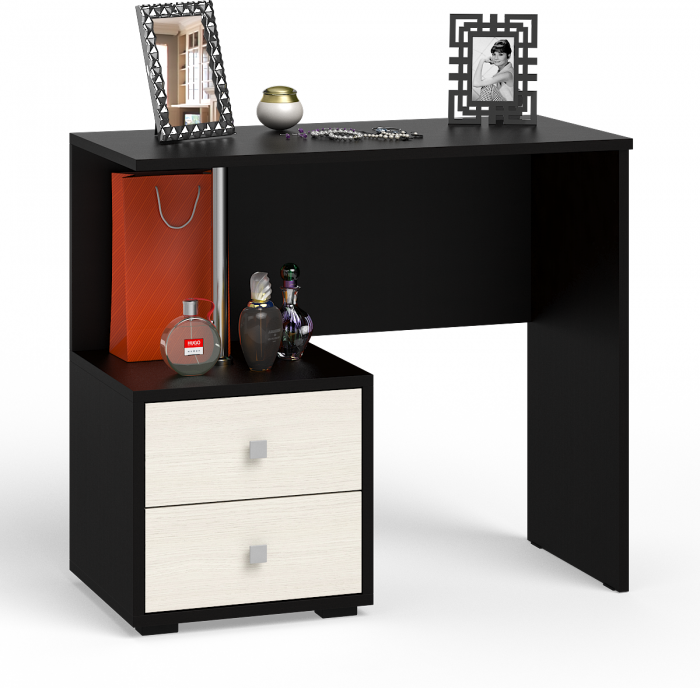 Камелия спальня № 7 Кровать 900 + Стол косметический + Зеркало + Комод, венге/дуб лоредо