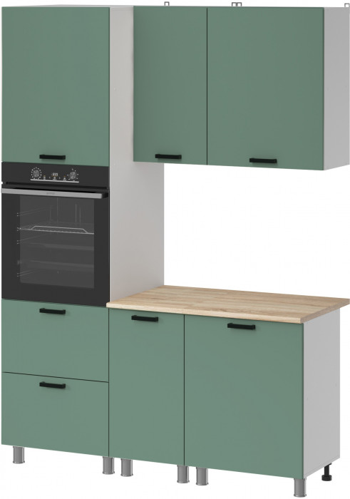 МК Аленушка 1,6м ПД Орешник Матовая Мята,скоба черный,сонома