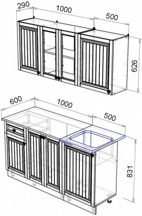 Кухня МДФ Хозяюшка 1500 (Фисташка, Белый)