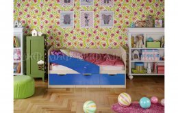 Детская кровать Бабочки 80х160, синий металл