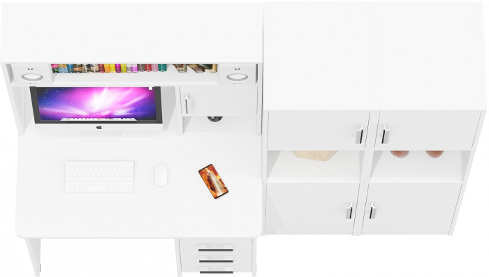 С-МД-СК9 Компоновка № 02, цвет белый шагрень, ШхГхВ 188х70х160 см., НЕ универсальная сборка