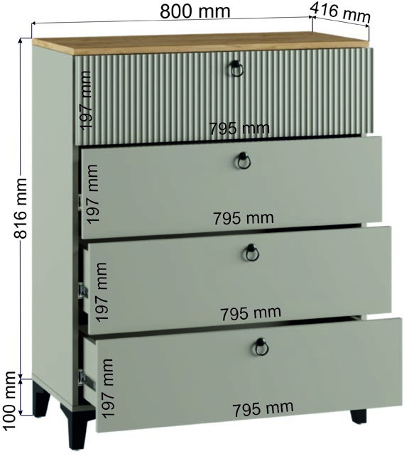 Комод Ника 4Я, Бежевый;Кашемир