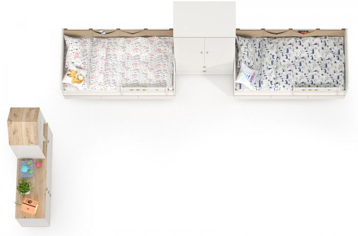 Эйп Детская № 7, цвет белый/дуб белый, 2 х сп. м. 800х1600 мм., б/м, основание есть, макс. нагрузка 80 кг., рекомендуемая высота матраса 120 мм.