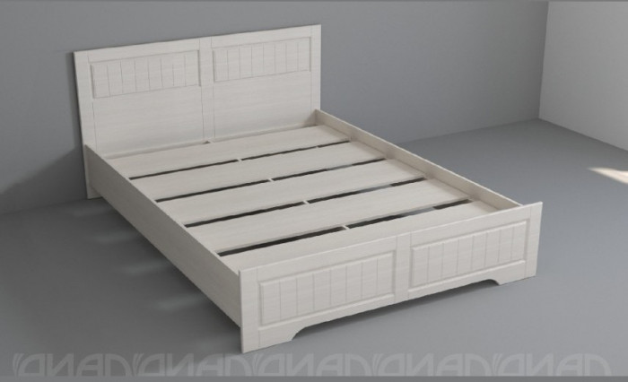 КЭТ-6 Кантри Кровать 140, с настилом ЛДСП (Бодега белая / Сандал)
