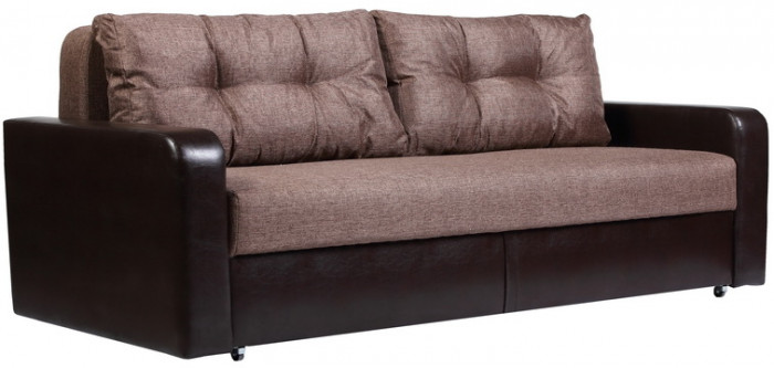 Диван-кровать Дублин 150х195, еврокнижка, рогожка/экокожа, коричневый