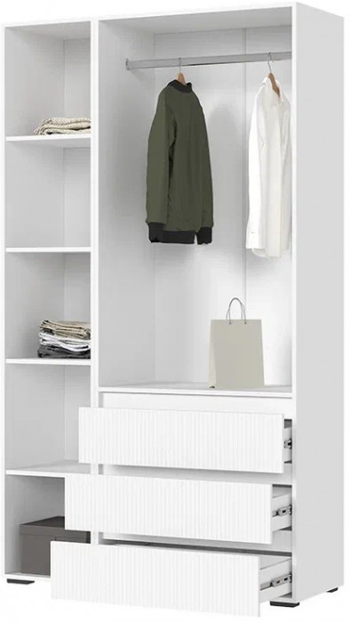 Хелен ШК 06 Шкаф 3х створчатый (1200х2080х460) МДФ белый супермат, белый/белый