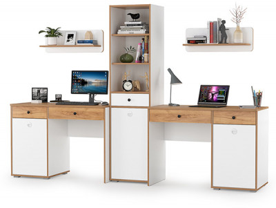 Вуди Компоновка № 11, цвет белый премиум/дуб крафт золотой, ШхГхВ 265х52,7х180,3 см., универсальная сборка