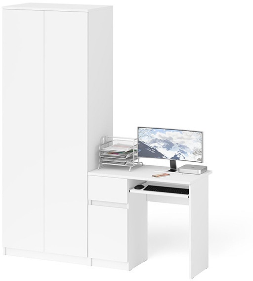 Мори Стол компьютерный МС-1 левый + Шкаф МШ800.1, цвет белый, ШхГхВ 170,4х50,4х209,6 см., выдвижной ящик слева, НЕ универсальная сборка