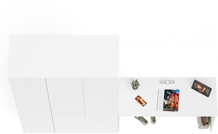 Мори Стол письменный МСП1200.1 + Шкаф МШ1200.1, цвет белый, ШхГхВ 240,8х50,4х209,6 см., универсальная сборка