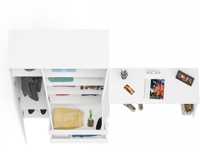 Мори Стол письменный МСП1200.1 + Шкаф МШ1200.1, цвет белый, ШхГхВ 240,8х50,4х209,6 см., универсальная сборка