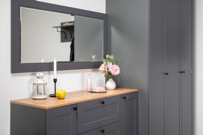 Остин Прихожая 12, цвет серый графит/дуб крафт золотой, ШхГхВ 99,5х54,3х229,6 см., универсальная сборка