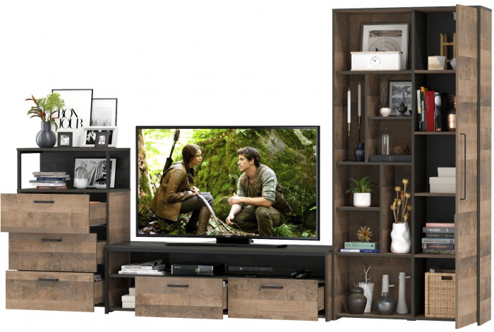 Трувор Гостиная 080, дуб гранж песочный/интра