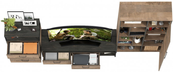 Трувор Гостиная 080, дуб гранж песочный/интра