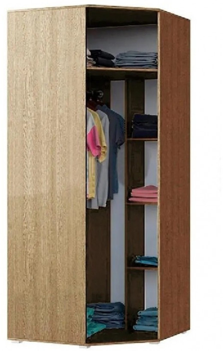 Ким Шкаф угловой (Сонома / Белый глянец)