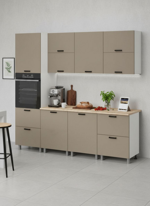 МК Аленушка 2,4м Орешник Матовый Вижен,скоба черный,сонома