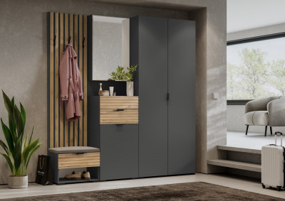 Модульная Прихожая Ома, набор №6, Графит/Дуб Тортуга, Simple 27