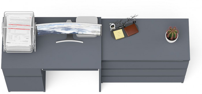 Мори Стол компьютерный МС-1 левый + Комод МК800.1, цвет графит, ШхГхВ 170,4х50х76,6 см., выдвижной ящик слева, НЕ универсальная сборка