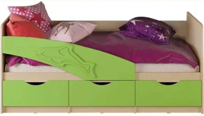 Детская кровать Дельфин 80х160 (Крафт белый, Шарли бриз)