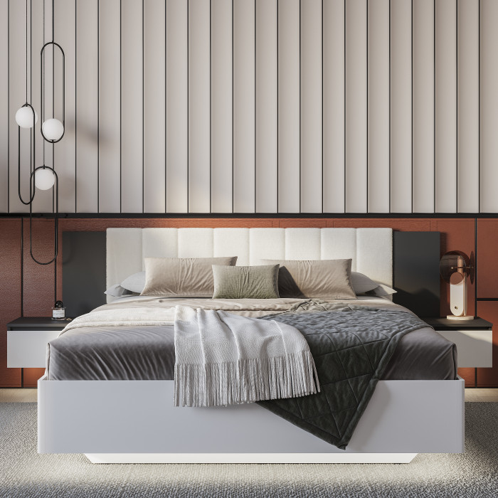 Кровать Шарм КР-18 160х200, проложки,Графит, Белый