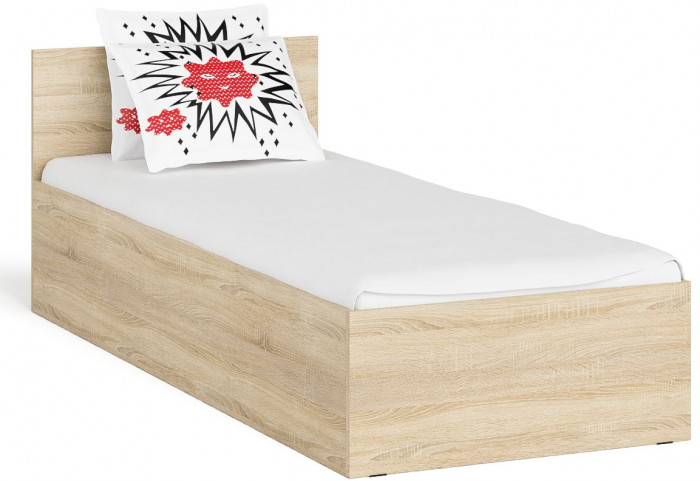 Мори Кровать 0800, цвет дуб сонома, ШхГхВ 83,5х203,5х70 см., сп.м. 800х2000 мм., без матраса, основание есть