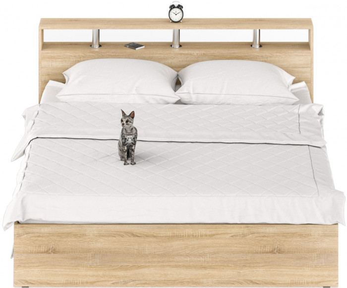 Камелия Кровать с ящиками 1800, цвет дуб сонома, ШхГхВ 183,5х217х78,2 см., сп.м. 1800х2000 мм., без матраса, основание есть