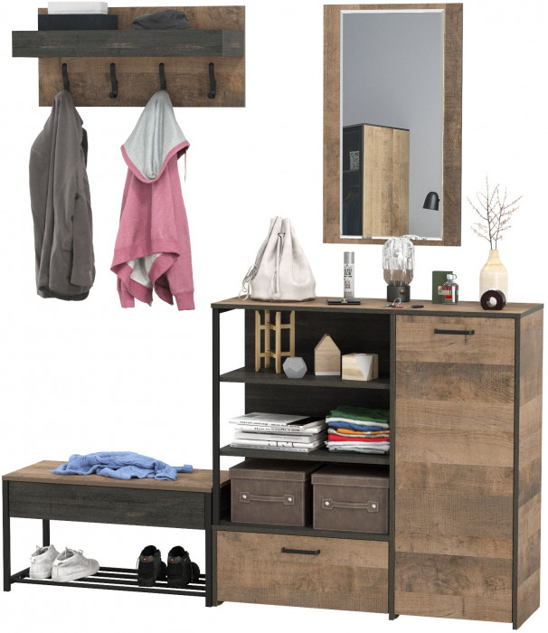 Трувор Прихожая 188, цвет дуб гранж песочный/интра, ШхГхВ 189х36,9х195 см., универсальная сборка