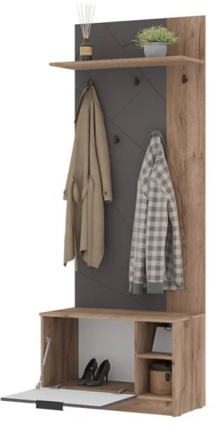 ОРЕГОН ПР 01 Прихожая (800х2100х400) Фасад МДФ АСФАЛЬТ СУПЕРМАТ,ДУБ КРАФТ ТАБАЧНЫЙ/Корпус ДУБ КРАФТ ТАБАЧНЫЙ