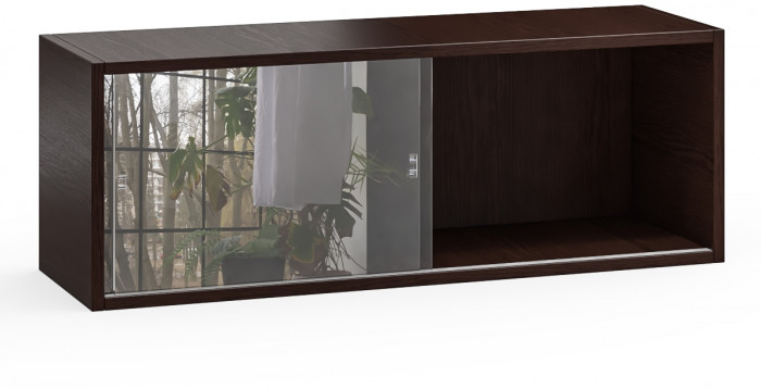 Полка книжная С-МД-КН01, цвет венге, ШхГхВ 83х25х30 см., стеклянные дверцы (целиком ВЕНГЕ !!!)