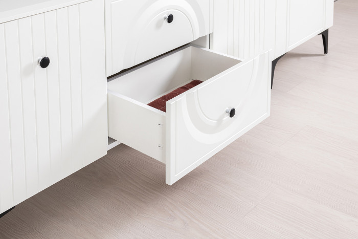 Валенсия Гостиная № 079, ЛДСП белый шагрень/МДФ белый шагрень