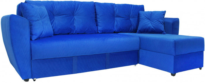 Диван-кровать угловой Амстердам Люкс, 160х200, еврокнижка, велюр, синий