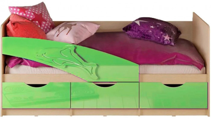 Детская кровать Дельфин 80х180 (Шарли бриз, Крафт белый)