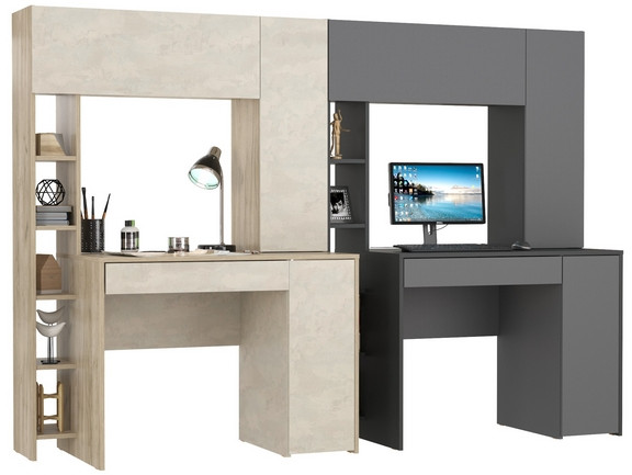 Два стола компьютерных Комфорт 12.71, дуб крафт серый/шёлковый камень/антрацит/тёмно-серый