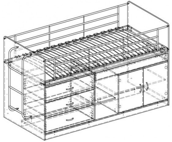 Кровать-чердак Дюймовочка-6 90х200, зеленая