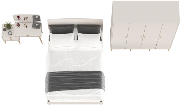 Афина Спальня 10-1400, цвет кашемир серый, сп.м. 1400х2000 мм., б/м, основание есть - фанера